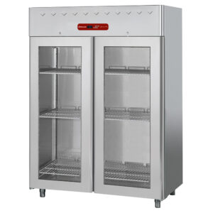 Armoire frigorifique 1400 litres ventilée, 2 portes vitrées GN 2/1