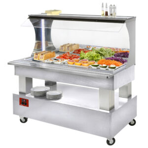 Buffet - Salad bar mural, réfrigéré, 4x GN1/1-150 (Bois Blanc)