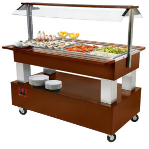 Buffet - Salad bar réfrigéré, 4x GN 1/1-150 (Bois Acajou)