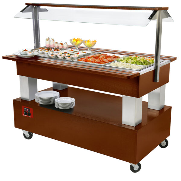 Buffet - Salad bar réfrigéré, 4x GN 1/1-150 (Bois Acajou)