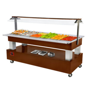 Buffet - Salad bar réfrigéré, 6x GN 1/1-150 (Bois Acajou)
