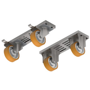 Kit  4 roues, 2 avec frein + 2 omégas module 400